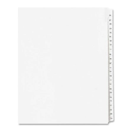 Avery Dennison Avery Side Tab Collated Legal Index Divider, 26 to 50, 8.5"x11", 25 Tabs, White/White 1702